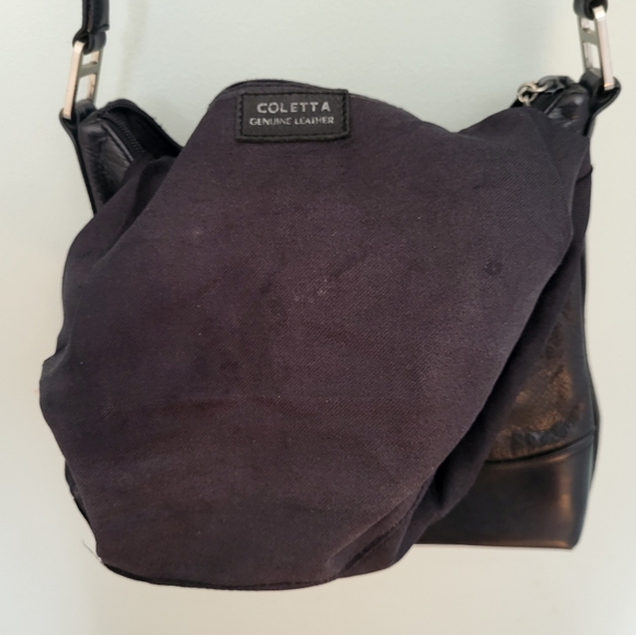 Coletta Black Leather Shoulder Bag Purse Zip Closure Single Strap - Picture 5 of 12